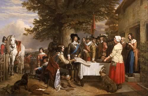 Charles I holding a council of war at Edgecote on the day before the Battle of Edgehill, Charles Landseer